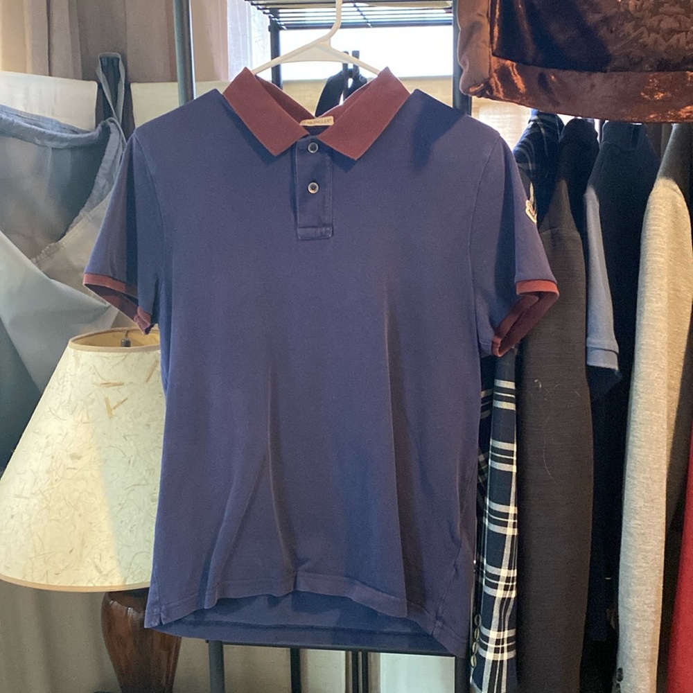Moncler polo navy and burgundy size medium men’s
